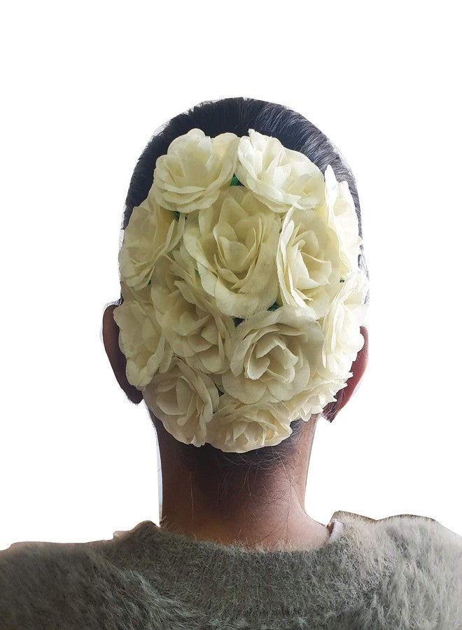 Foreign Holics Beautiful White Flowers Hair Gajra Bun Accessory for Women, 20 gm - Image 3