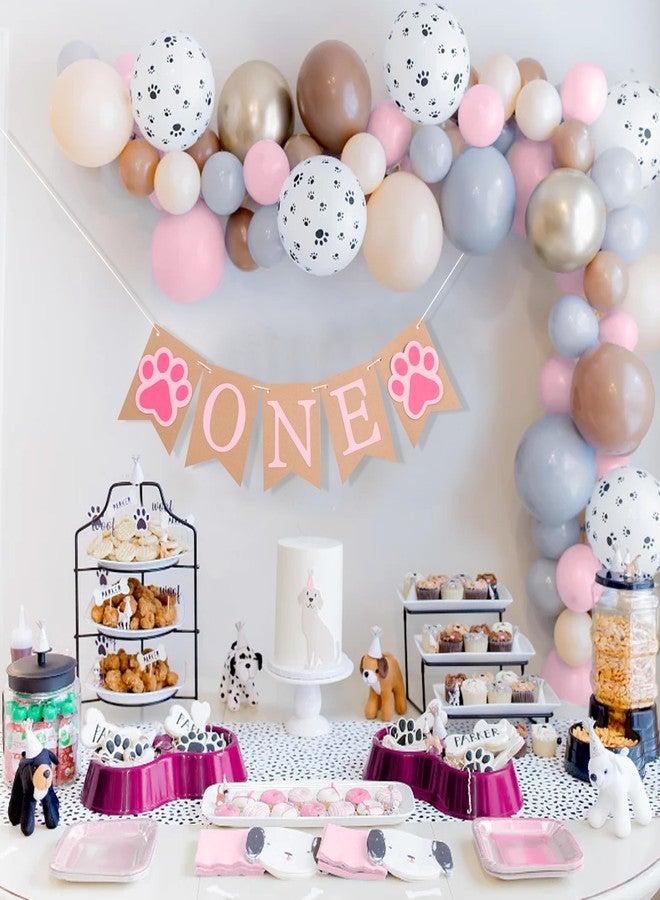 HIKLO Dog Puppy One High Chair Banner - Puppy Paw Print 1st Birthday Highchair Banner, Puppy Animal First Birthday Party Decoration, Lets Pawty Party Supplies for Girls, Paw Print Photo Props Cake Smash - Image 4