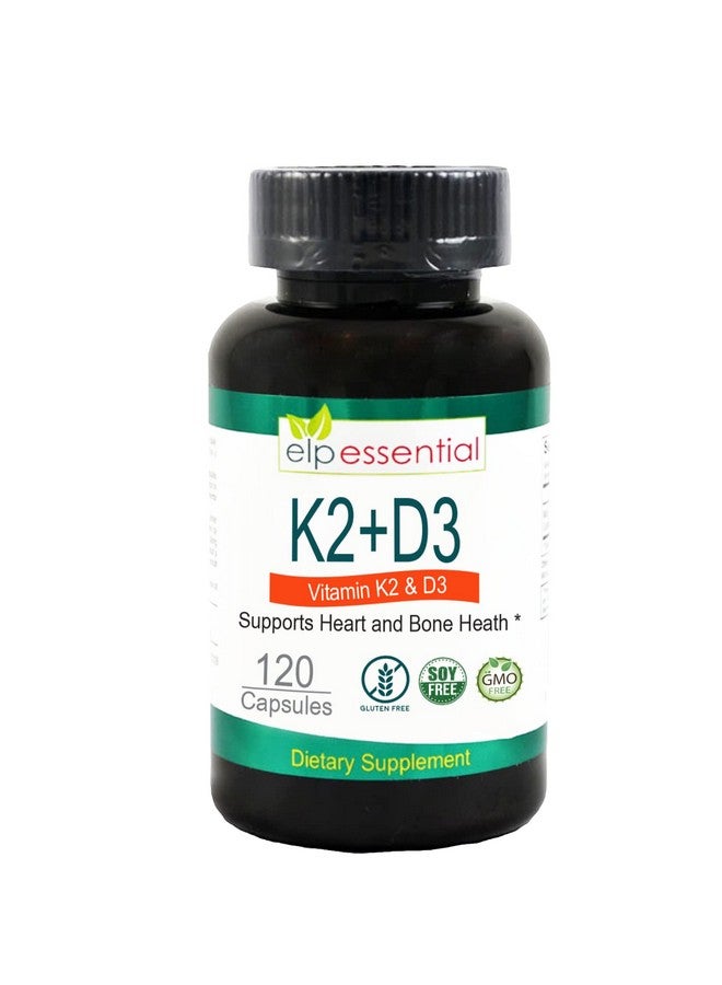 elp essential مكمل ELP ESSENTIAL فيتامين K2 مع D3 لصحة العظام والقلب، كبسولات K2+D3 120 كبسولة - Image 1