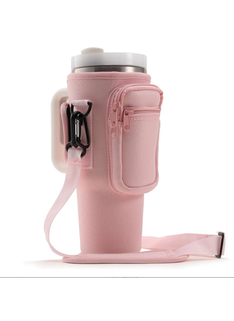 Arabest Factory cross-border 40oz ice cream cup cover diving material crossbody strap car Cup with bag cover large capacity vacuum cup cover Pink 