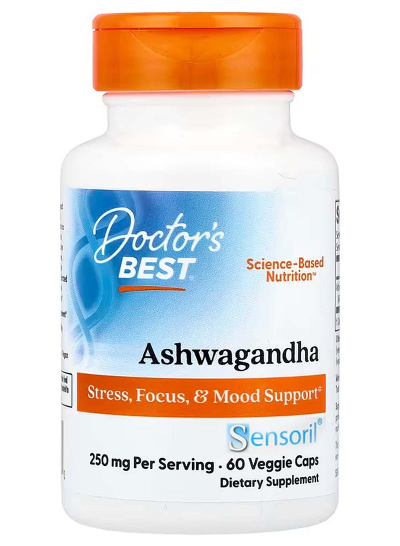 Doctor's Best Ashwagandha, 250 mg, 60 Veggie Caps (250 mg per Capsule) - Image 1