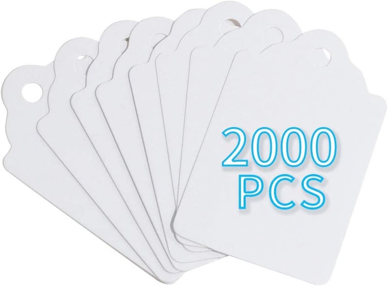 FEMELI 2000 Pcs White Blank Paper Price Tags - 1.75 x 1.1 Inches Unstrung Marking Tags for Clothes, Shoes, Jewelry - Image 1