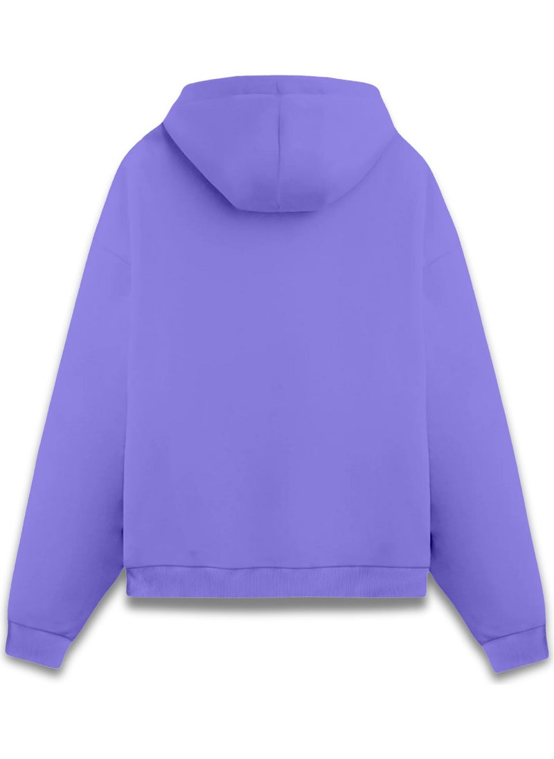 Alex Rosen Gamer Printed Purple Unisex Oversize Fit Cotton Hooded Sweatshirt  - Image 2