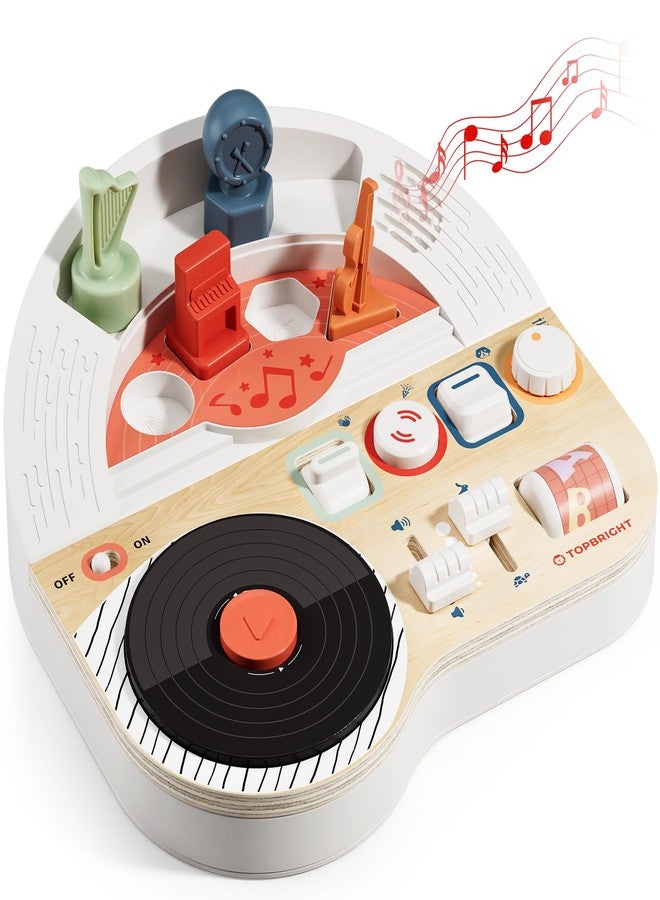 TOP BRIGHT DJ Music Busy Board - Wooden Toddler Toys for Boys and Girls，Montessori Sensory Toy with 14 Activities with Sound Blocks, Portable Travel Toy for 18M+ - Image 1