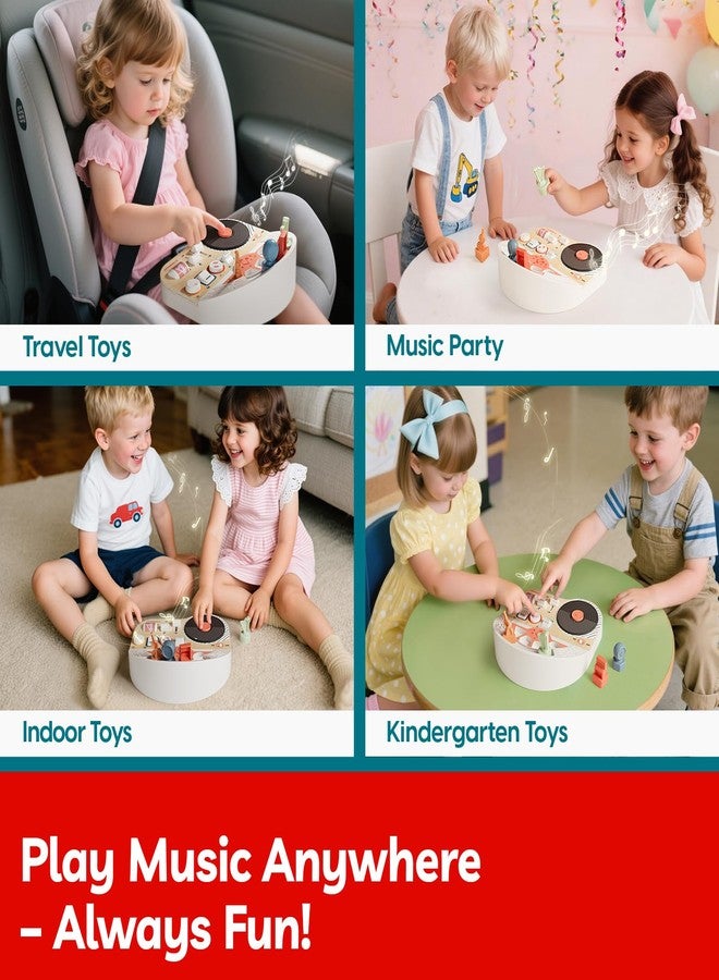TOP BRIGHT DJ Music Busy Board - Wooden Toddler Toys for Boys and Girls，Montessori Sensory Toy with 14 Activities with Sound Blocks, Portable Travel Toy for 18M+ - Image 5
