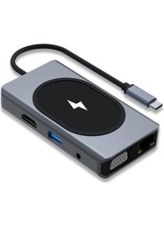 Ax Tools 9in1 USB Type-C Hub Port Adapter 4K HDMI USB Ethernet Pd Input 15W Wireless Charging