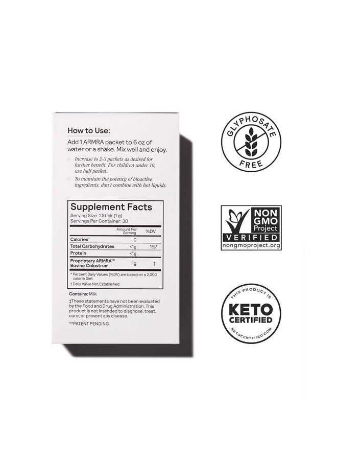 ARMRA Bovine Colostrum Superfood; Grassfed; Immune Gut Fitness Brain Benefits; 200+ Nutrients; Potent Bioavailable; Ketocertified Glutenfree; 30 Packets (Unflavored) - Image 5