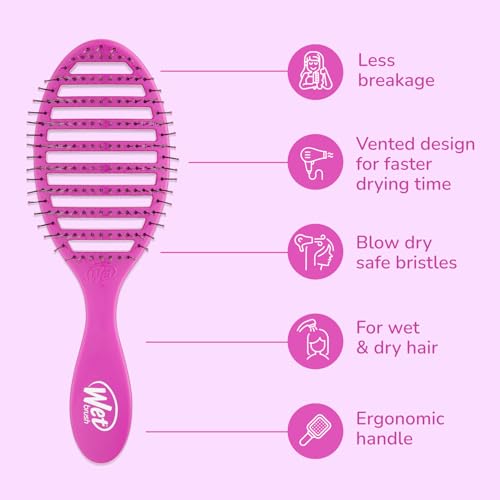 Wet Brush Speed Dry Hair Brush, Purple, Vented Design & Soft HeatFlex Bristles, Blow Dry Safe, Ergonomic Handle Manages Tangles & Uncontrollable Strands, Pain-Free Hair Accessories - Image 3