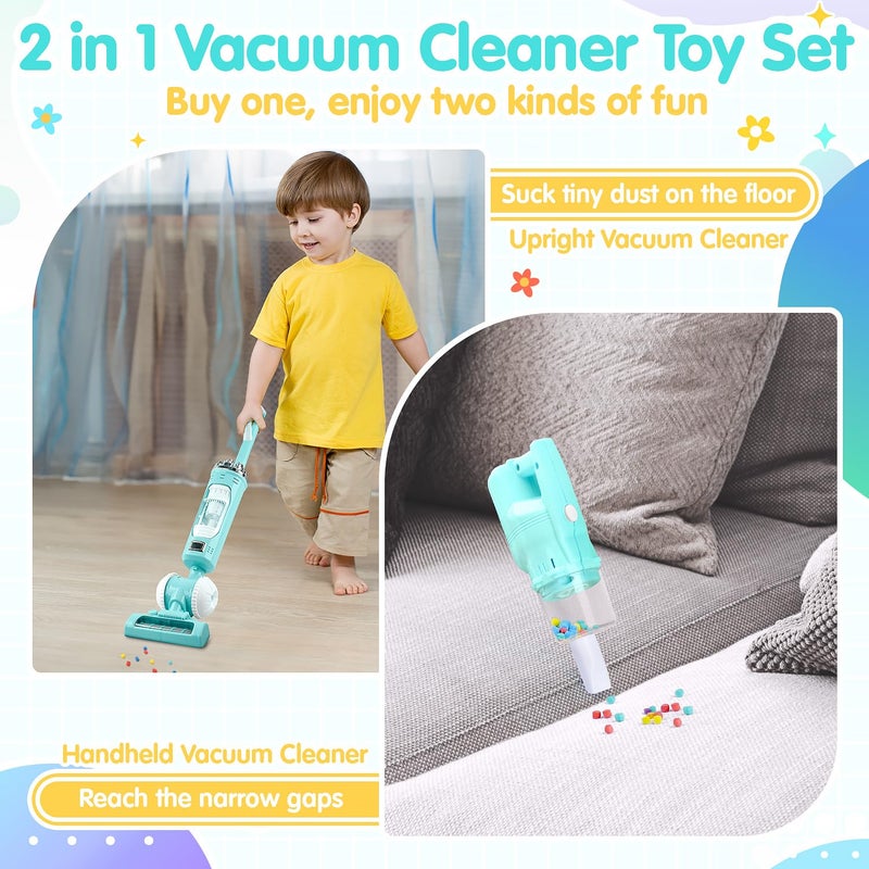 PLAY Kids Vacuum Cleaner Toy Set for Toddlers - 2PCS Toy Vacuum Sets for Toddlers 3+ Years Old with Sound Effects, Baby Play Vacuum Pretend Role Play Household Housekeeping Toys for Children Boys Girls - Image 2