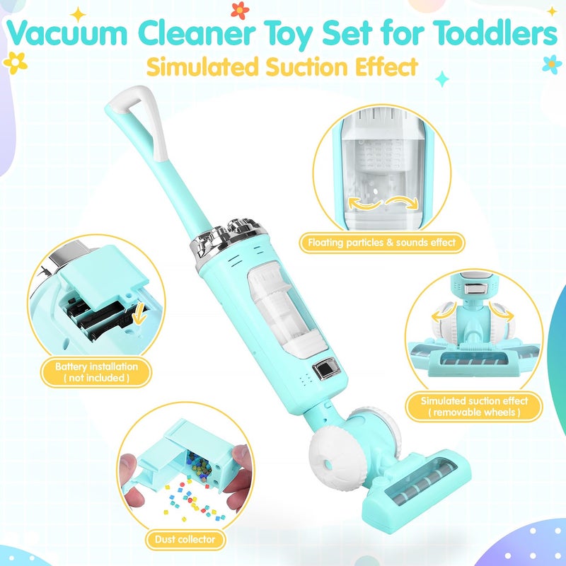 PLAY Kids Vacuum Cleaner Toy Set for Toddlers - 2PCS Toy Vacuum Sets for Toddlers 3+ Years Old with Sound Effects, Baby Play Vacuum Pretend Role Play Household Housekeeping Toys for Children Boys Girls - Image 4