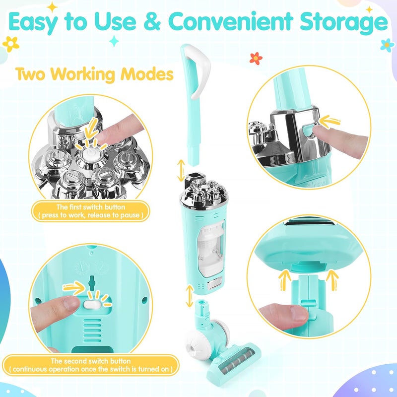PLAY Kids Vacuum Cleaner Toy Set for Toddlers - 2PCS Toy Vacuum Sets for Toddlers 3+ Years Old with Sound Effects, Baby Play Vacuum Pretend Role Play Household Housekeeping Toys for Children Boys Girls - Image 5