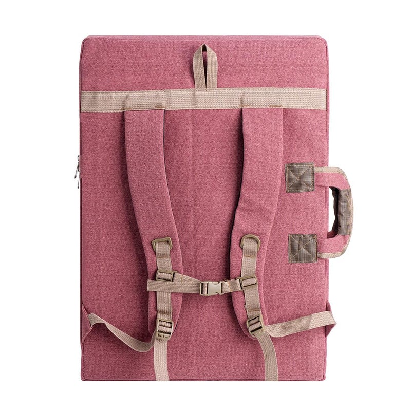 TRANSON Art Portfolio Case Artist Backpack Canvas Bag Large 26â€ x 19.5â€ Brownish Red - Image 5