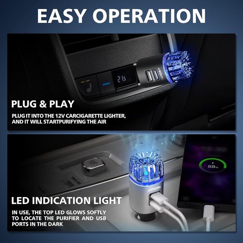 4WDKING Car Air Purifier with Dual USB Charger - Image 5