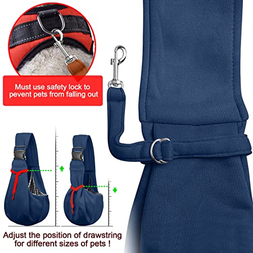 Tomkas Small Dog Sling Carrier - Zipper pocket & Adjustable strap - for 3 - 10 lbs pets(Dark Blue) - Image 5