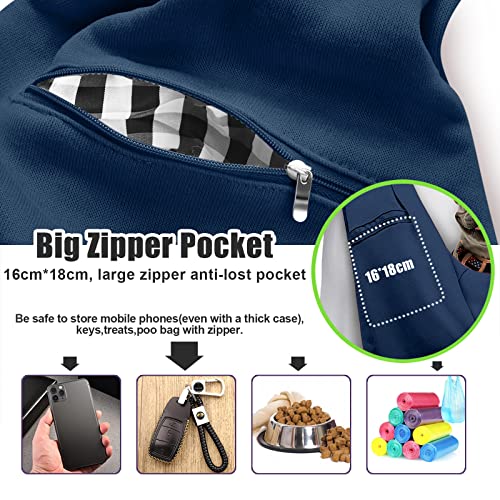 Tomkas Small Dog Sling Carrier - Zipper pocket & Adjustable strap - for 3 - 10 lbs pets(Dark Blue) - Image 2