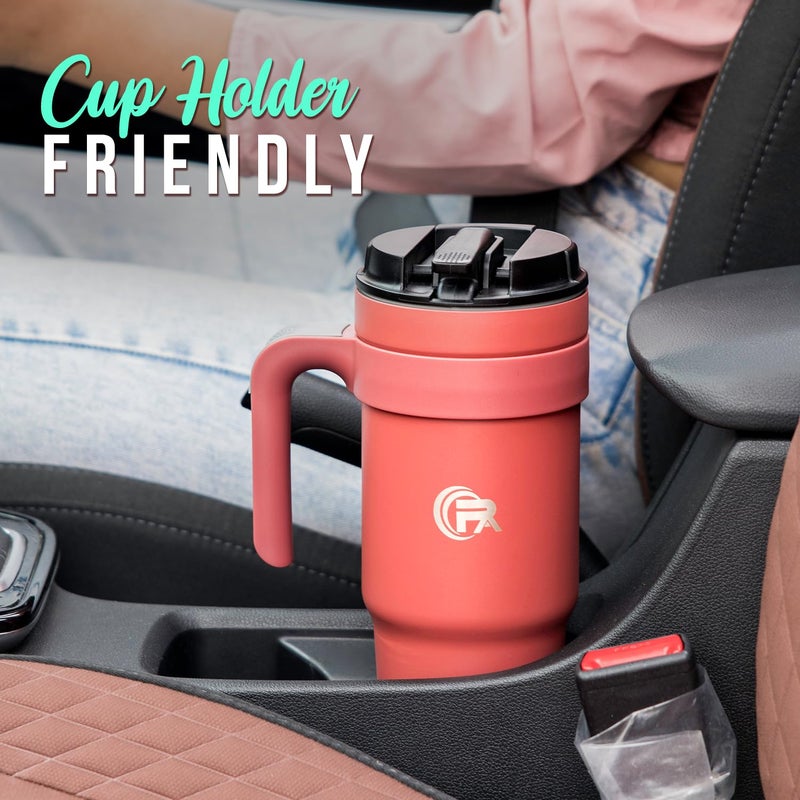 Primalite 1200ML Stainless Steel Insulated Tumbler with Handle 2in1 Straw Flip Lid 40oz Travel Mug Bottle for Hot Cold Drink Fits in Car CupHolder for Water Iced Tea Coffee Smokey Grey - Image 4