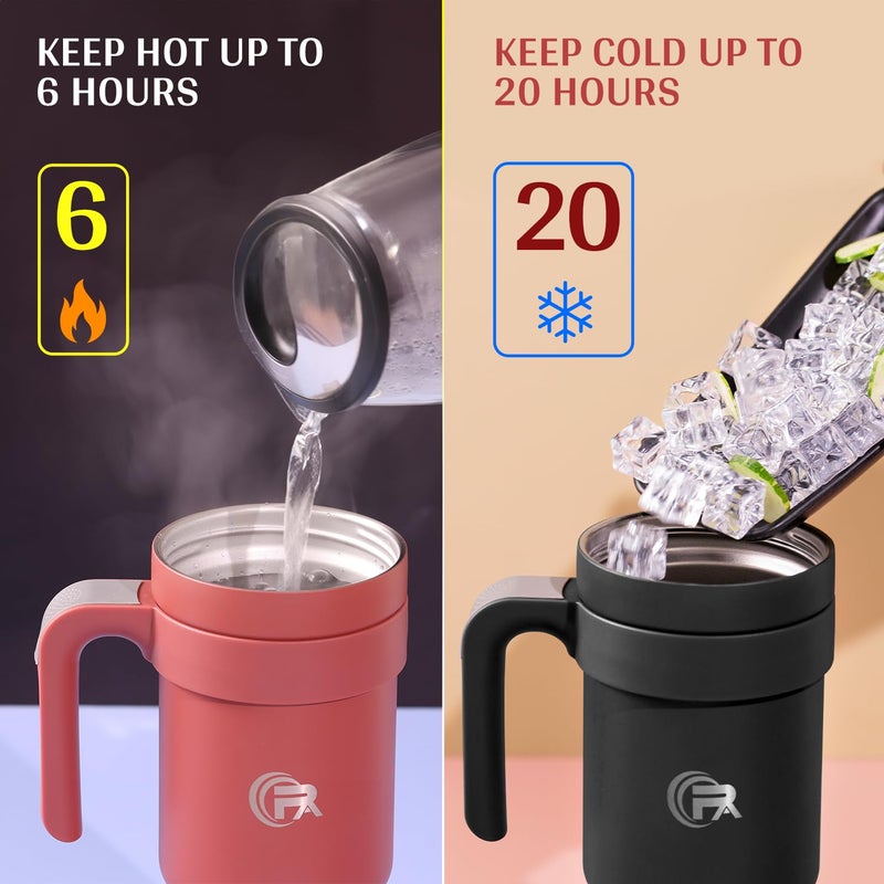 Primalite 1200ML Stainless Steel Insulated Tumbler with Handle 2in1 Straw Flip Lid 40oz Travel Mug Bottle for Hot Cold Drink Fits in Car CupHolder for Water Iced Tea Coffee Smokey Grey - Image 2