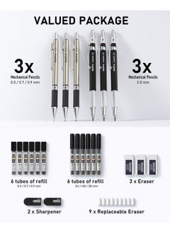 6Pcs Art Mechanical Pencil Set, 3Pcs Metal Drafting Pencil 0.5 Mm & 0.7 Mm & 0.9 Mm & 3Pcs 2Mm Graphite Lead Holder (2B Hb 2H) For Writing, Sketching Drawing With Lead Refills Case - pzsku/Z586B3648EE8E5A5CC9DFZ/45/_/1735214454/1eecebfe-840e-4542-bd54-2251ca99f2d1