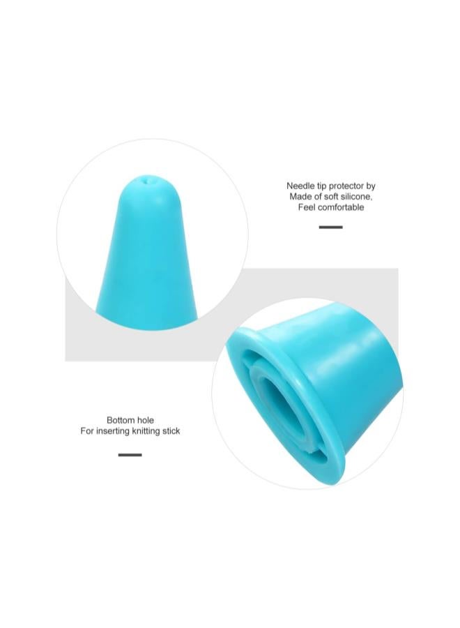 klarako 10 Pcs Knitting Needles Point Protectors Needle Tip Stoppers for Knitting Craft Blue - Image 4