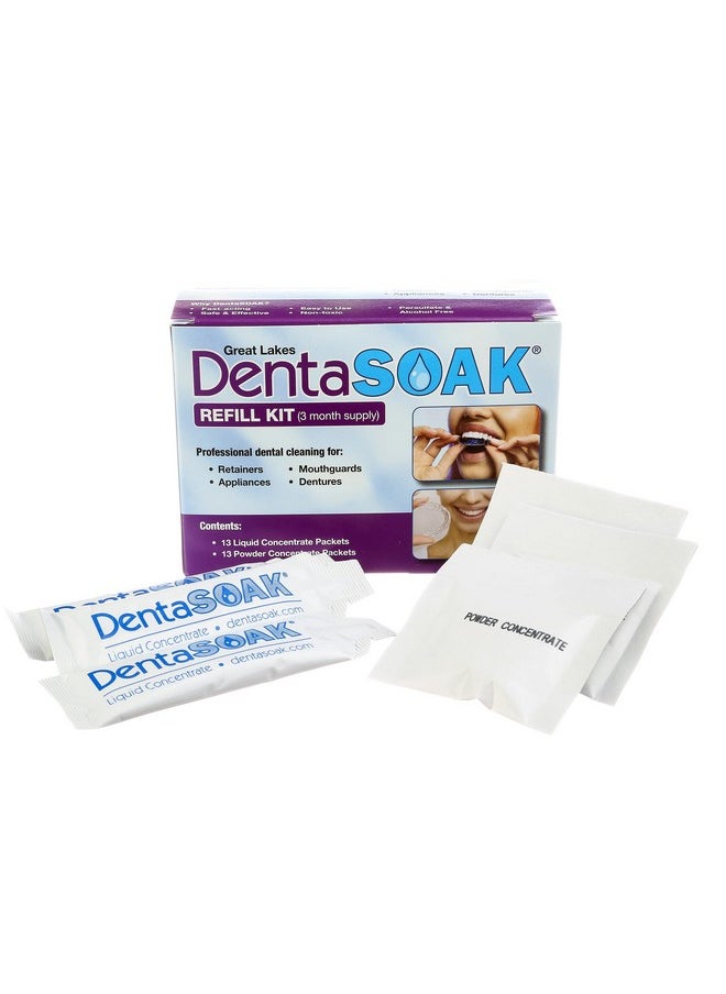 DentaSOAK DentaSOAK Refill Kit - Mouthguard, Retainer, Denture, Appliance Cleaner - 100% Safe - Non-Toxic, Persulfate Free, Gluten Free & Alcohol Free - 3 Month Supply - Mint Scented  - Image 1