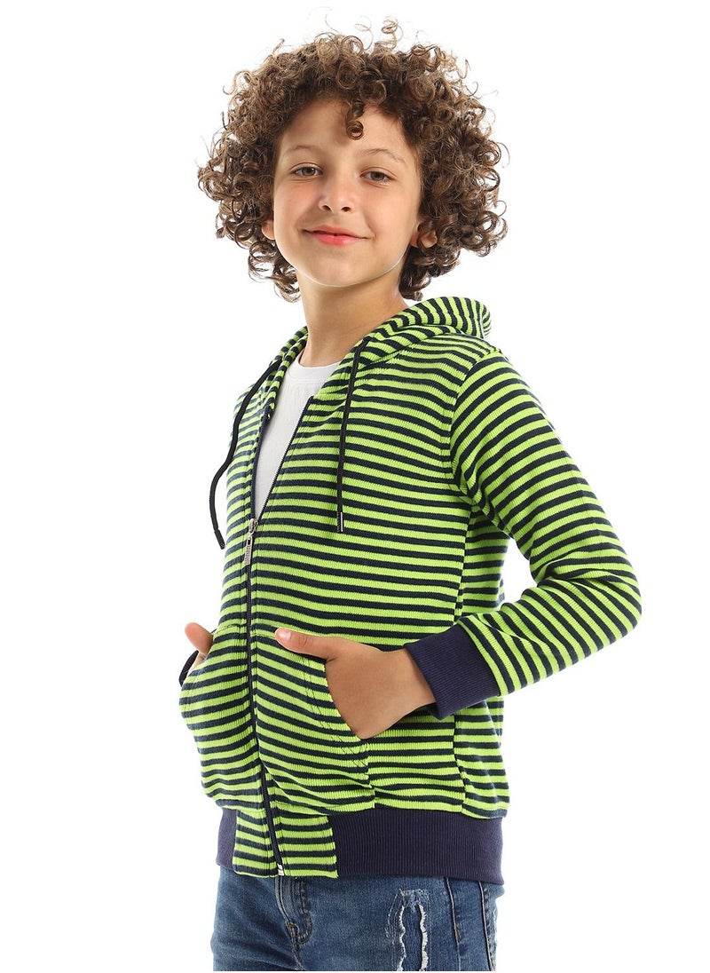 Caesar - Unisex Striped Hoodie With Zipper - Image 1