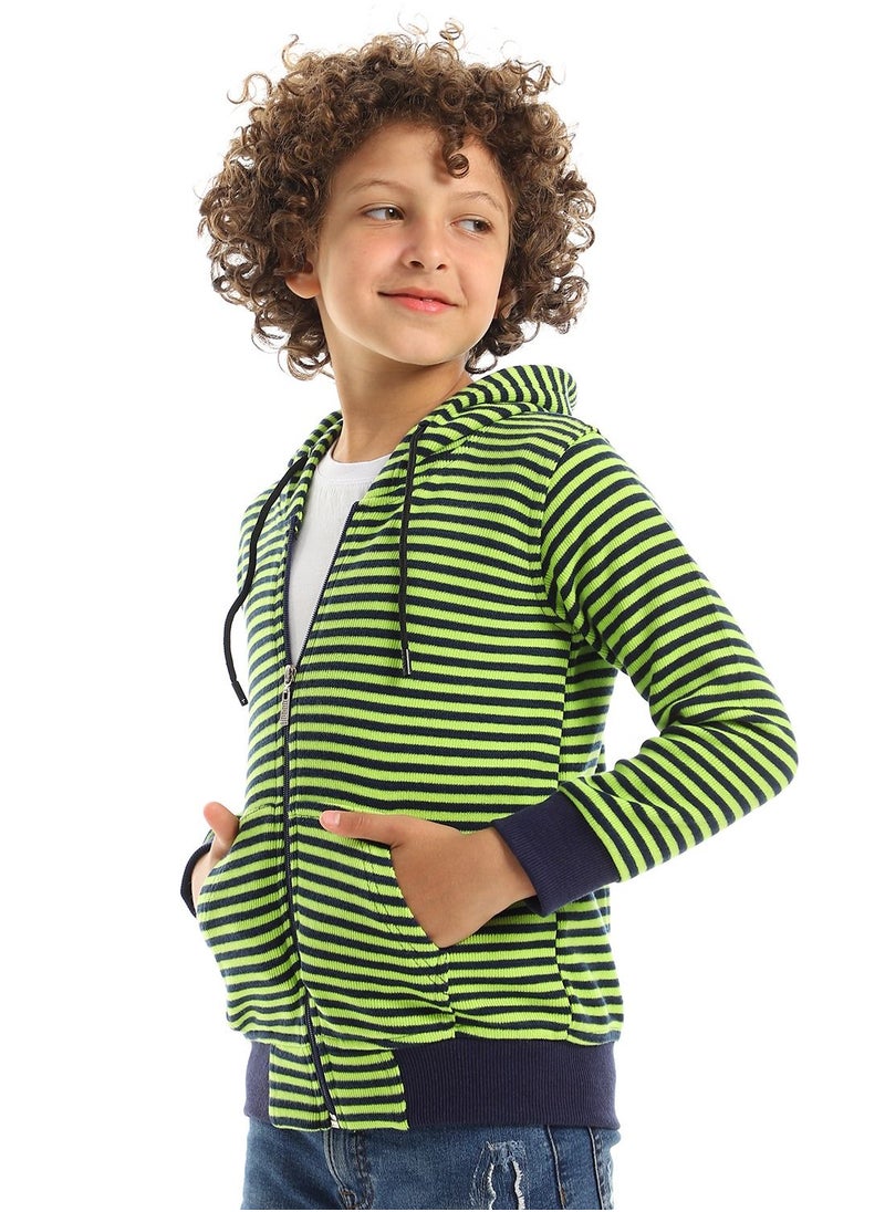 Caesar - Unisex Striped Hoodie With Zipper - Image 1