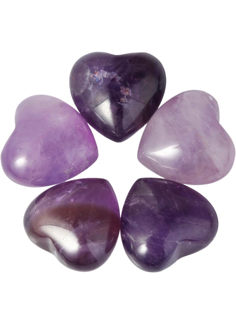 SUNYIK SUNYIK Amethyst Pocket Mini Puff Heart Worry Healing Palm Stone Pack of 10(0.5") 