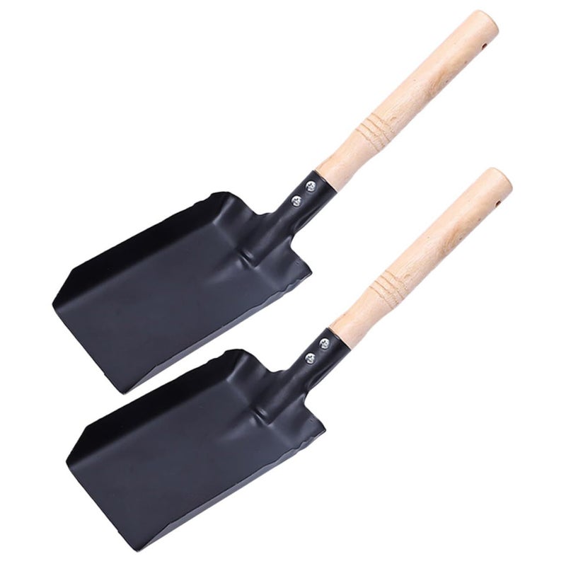 2 Pcs Garden Soil Shovel Lightweight Iron Construction with Wooden Handle for Gardening Lawn Care Camping - Image 2
