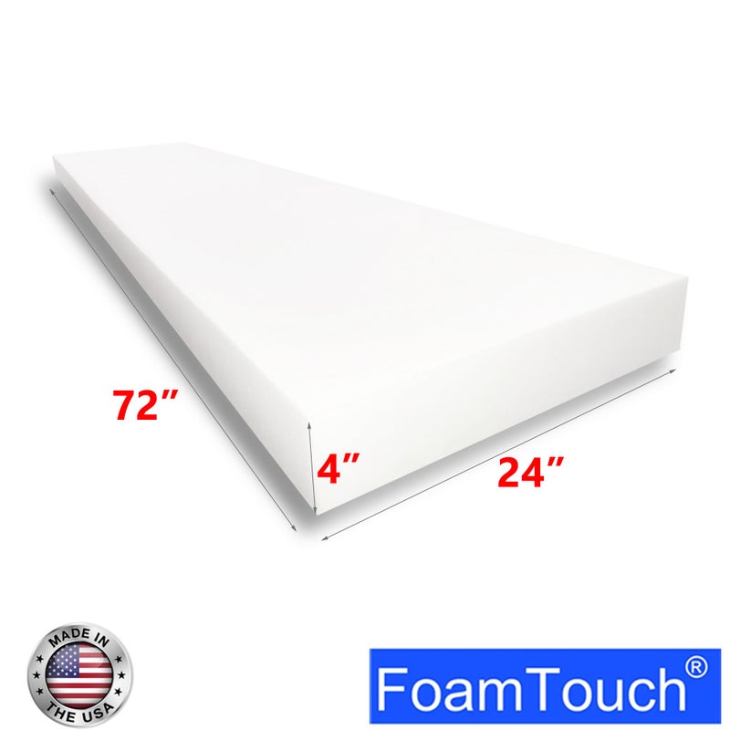 FoamTouch High Density Upholstery Foam (4" x 24" x 72"), 1.79LB Density-45LB ILD, Made in USA â€“ Ideal for Couch Cusions, Chair Cushions, Bench Cushions and Varity of Upholstery Projects - Image 2
