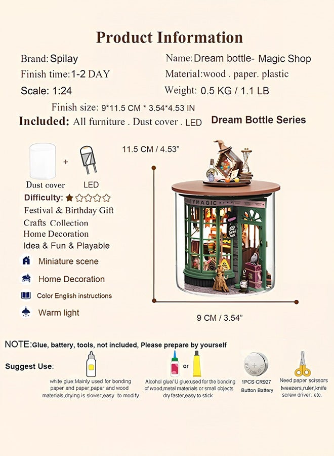 DIY Wooden Dollhouse Kit with Dust Cover & LED, 1:24 Scale Miniature Doll House Furniture Kit Handmade Mini Woodcrafts Dollhouse Mini Handmade Dollhouse for Adult Friend Lover Birthday Gift  - Image 4
