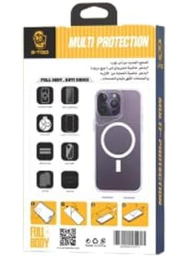 S-TOP 8 In 1 For Iphone 15 Case Magnetic Compatible With Magsafe Tempered Glass Screen Camera Lens Protector Waterproof Slim Thin Phone Cover For Iphone 15 Clear Iphone 15 Pro - Image 2