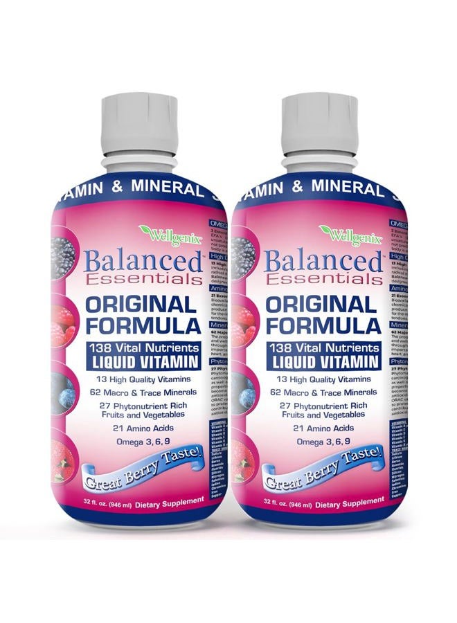 wellgenix Balanced Essentials Plus New Formula - Berry Flavor 32oz (Pack of 2) - Liquid Vitamin - Complete Multivitamin Supplement - Immune Boosting & Overall Health - Adults, Kids, Toddlers - Image 1