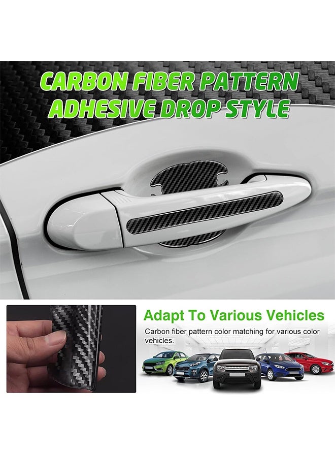 16 Pcs Car Door Handle Bowl Sticker Car Door Handle Sticker Auto Door Handle Protective Film Universal Carbon Fiber Cover Anti Scratch Car Stickers Self-Adhesive and Non-Marking (Black) - Image 2