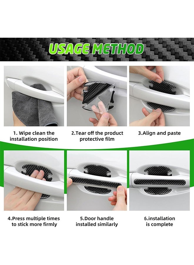 16 Pcs Car Door Handle Bowl Sticker Car Door Handle Sticker Auto Door Handle Protective Film Universal Carbon Fiber Cover Anti Scratch Car Stickers Self-Adhesive and Non-Marking (Black) - Image 4