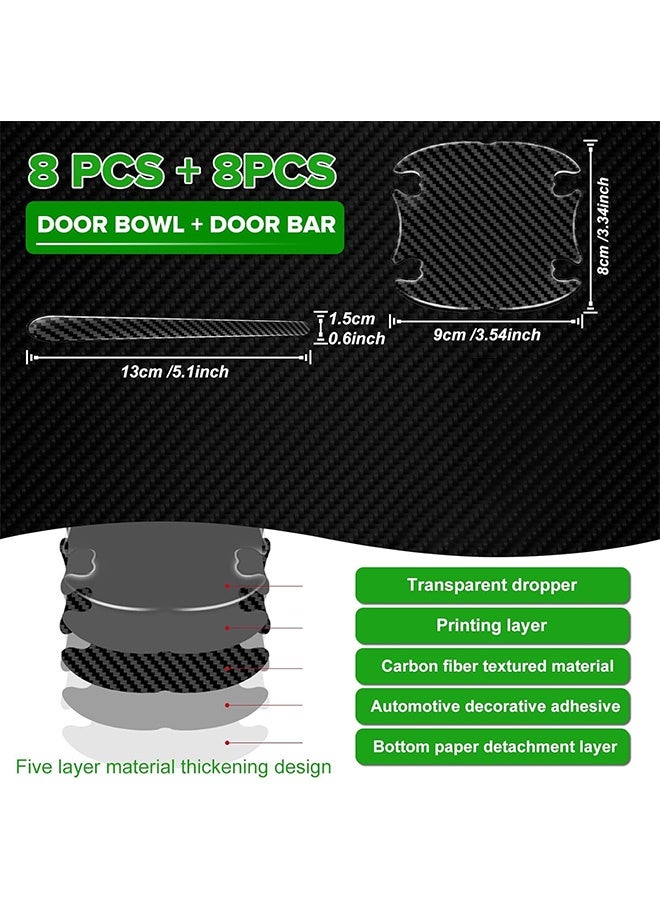 16 Pcs Car Door Handle Bowl Sticker Car Door Handle Sticker Auto Door Handle Protective Film Universal Carbon Fiber Cover Anti Scratch Car Stickers Self-Adhesive and Non-Marking (Black) - Image 3