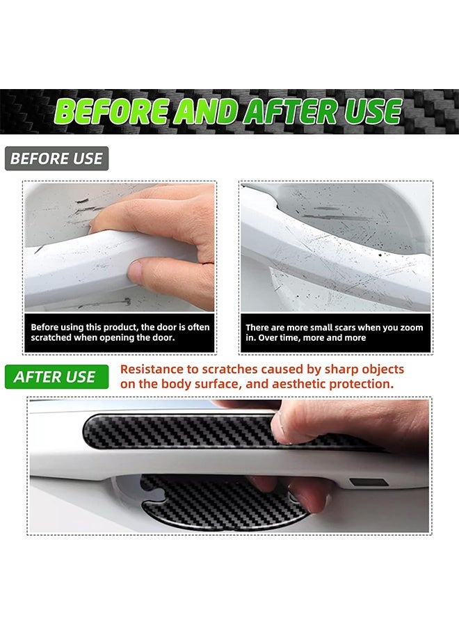 16 Pcs Car Door Handle Bowl Sticker Car Door Handle Sticker Auto Door Handle Protective Film Universal Carbon Fiber Cover Anti Scratch Car Stickers Self-Adhesive and Non-Marking (Black) - Image 5