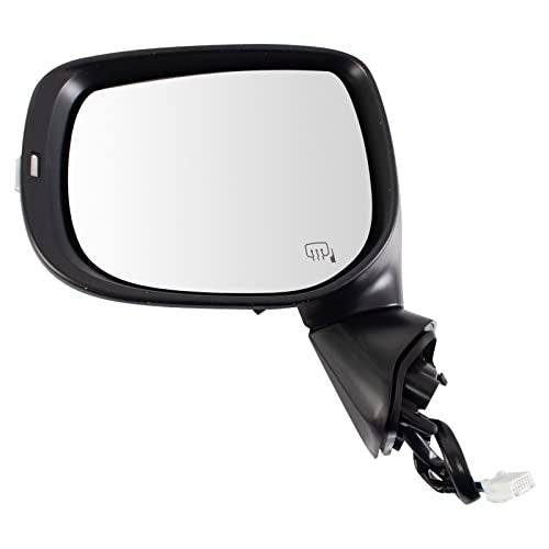 TRQ Driver Side Heated Power Mirror Smooth Black Manual Fold with Housing Turn Signal Compatible with 2019-2020 Subaru Forester SU1320168 - Image 1
