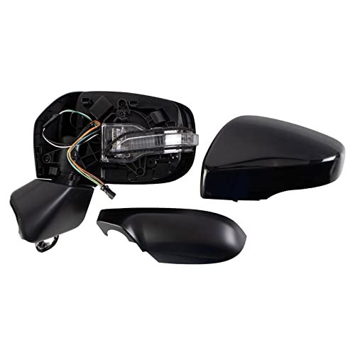 TRQ Driver Side Heated Power Mirror Smooth Black Manual Fold with Housing Turn Signal Compatible with 2019-2020 Subaru Forester SU1320168 - Image 3