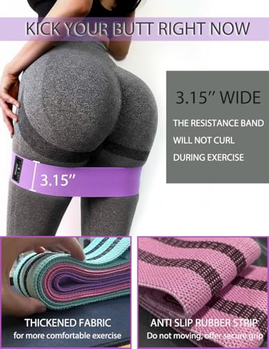 MRZZATA Resistance Bands for Working Out Hip and Legs, Fabric Booty Bands Set, Widen Exercise Bands for Women Men, Pilates Stretch Yoga Starter Set - Image 3