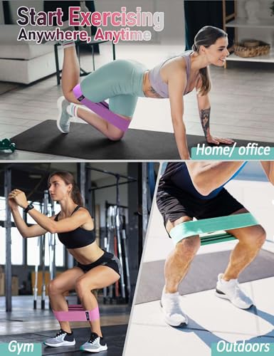 MRZZATA Resistance Bands for Working Out Hip and Legs, Fabric Booty Bands Set, Widen Exercise Bands for Women Men, Pilates Stretch Yoga Starter Set - Image 4