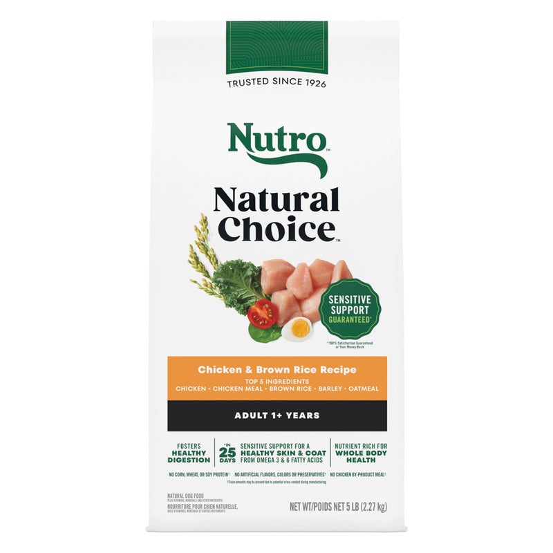 Nutro Natural Choice Adult Dry Dog Food, Chicken & Brown Rice Recipe, 5 lb. Bag - Image 1