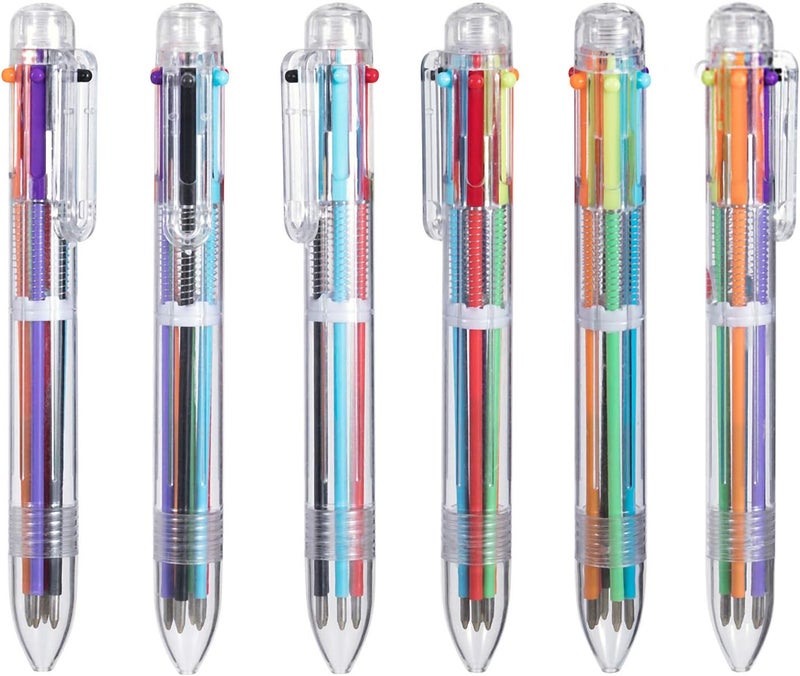 favide 6 Pack 0.5mm 6-in-1 Multicolor Ballpoint Pen,6-Color Retractable Ballpoint Pens for Office School Supplies Students Children Gift,Kids Party Favors (6) - Image 1