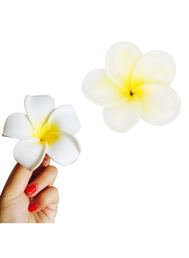 Winterworm Winterworm Bunch of 10 PU Real Touch Lifelike Artificial Plumeria Frangipani Flower Bouquets Wedding Home Party Decoration (Yellowish White)  - Image 2