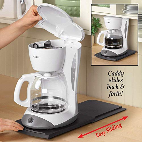 HOSKO Appliance Caddy Sliding Coffee Maker Tray, 12" Coffee Pot Slider Machine Mat Under Countertop Rolling Tray for Blender Toaster with Smooth Rolling Wheels(1 Pack,Black) - Image 2
