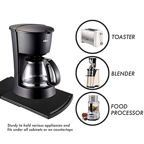 HOSKO Appliance Caddy Sliding Coffee Maker Tray, 12" Coffee Pot Slider Machine Mat Under Countertop Rolling Tray for Blender Toaster with Smooth Rolling Wheels(1 Pack,Black) - Image 4