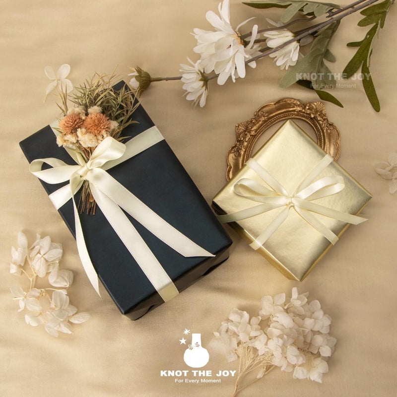 Ivory Satin Ribbon 3 Rolls 30 Yards For Wedding Bouquets Gift Wrapping Hair Bows - Image 4