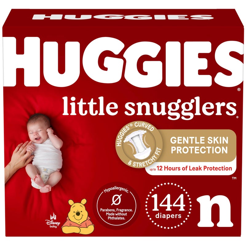 Huggies Newborn Diapers, Little Snugglers Newborn Diapers, Size Newborn (up to 10 lbs), 144 Count - Image 1