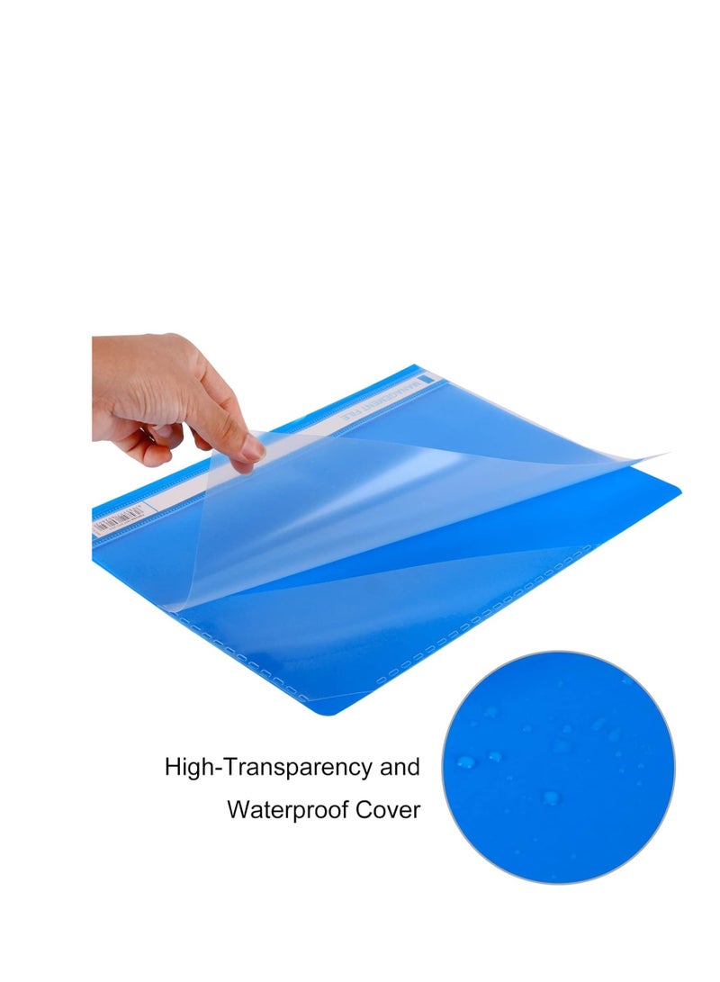 A4 Project Folders, Plastic Presentation Document Files Folders, A4 Report Organiser Holder with Transparent Cover And Fastener, 3 Colours (Pack of 6)