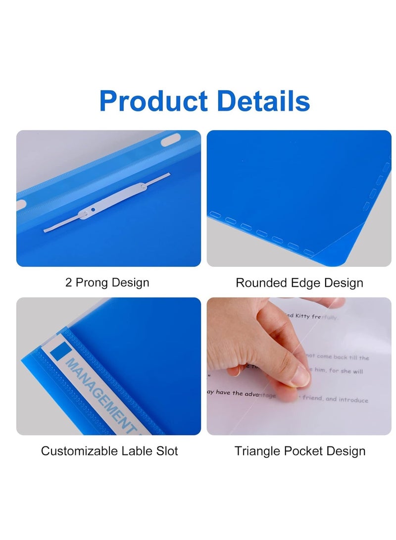 A4 Project Folders, Plastic Presentation Document Files Folders, A4 Report Organiser Holder with Transparent Cover And Fastener, 3 Colours (Pack of 6)