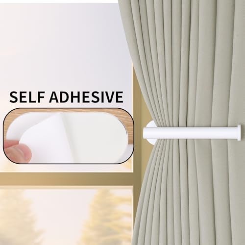 Groleca 2 Pack Adhesive Curtain Holdbacks - No Drill Curtain Tie Backs & Hooks (White) - Image 3